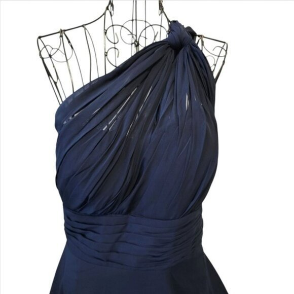 Women's Formal Elegant Navy Blue Evening Gown Size 16 Lace Up Maxi Dress NWT - Picture 3 of 16